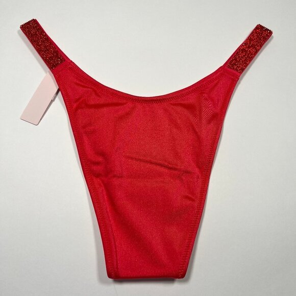 Victoria Secret Large L Brazilian Bikini Bottom Shine Strap Strawberry Pink - Picture 5 of 8